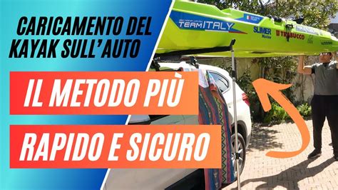 Illustrazione delle fasi per caricare un kayak sul tetto di un camper