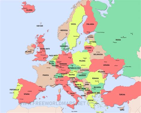 Mappa dell'Europa con evidenziate Spagna e Repubblica Ceca