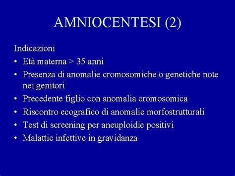 Indicazioni all'amniocentesi