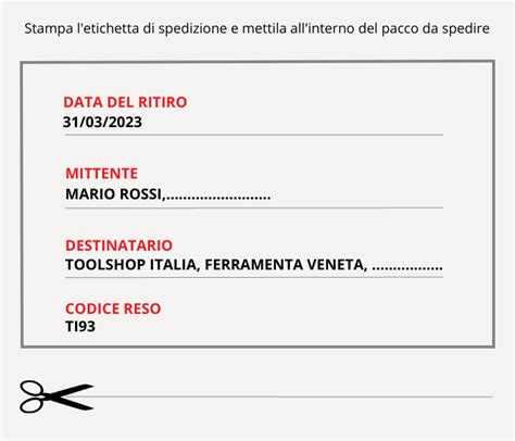 Etichetta di reso su un pacco