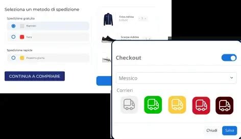 Schermata di checkout con opzioni