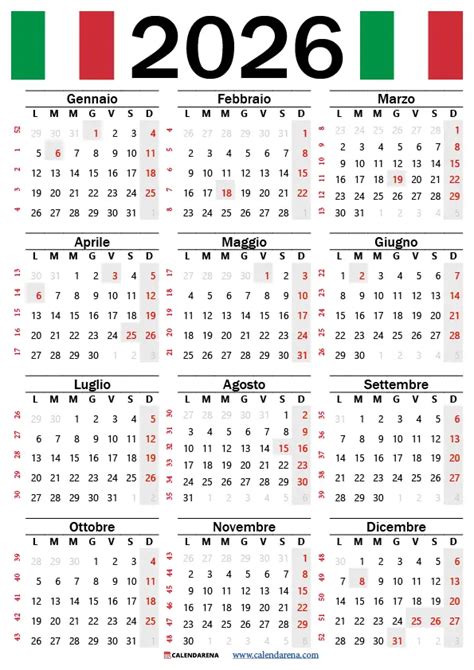Calendario delle festività con spazi vuoti evidenziati per indicare il riposo