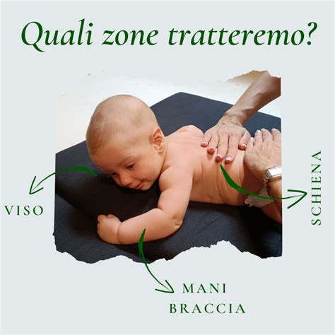 Dimostrazione pratica di tecniche di massaggio infantile in un ambiente protetto.