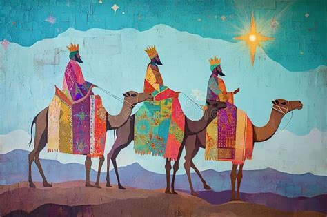 Magi following the star on camels