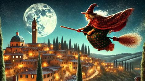 Befana flying on a broomstick