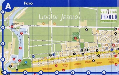Mappa del centro di Jesolo con evidenziate le zone commerciali