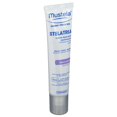 Tubo di Mustela Stelatria SOS Crema Riparatrice con ingredienti chiave in evidenza