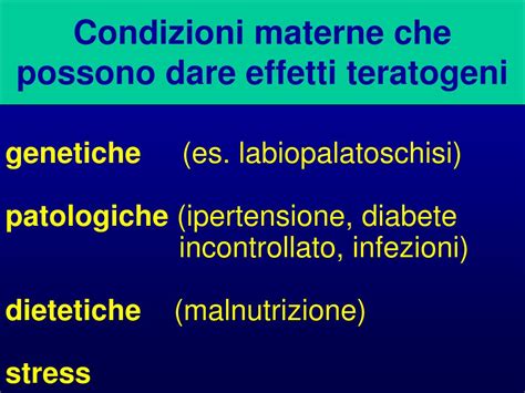 Effetti teratogeni in relazione al periodo di esposizione
