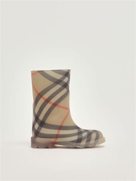 Stivali Burberry bambina in pelle con dettaglio Check