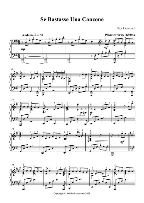 Spartito musicale della canzone 