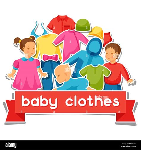 illustrazione di diversi capi di abbigliamento per neonati