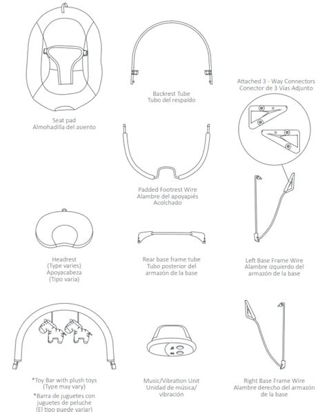 Diagram showing assembly steps of a bouncer