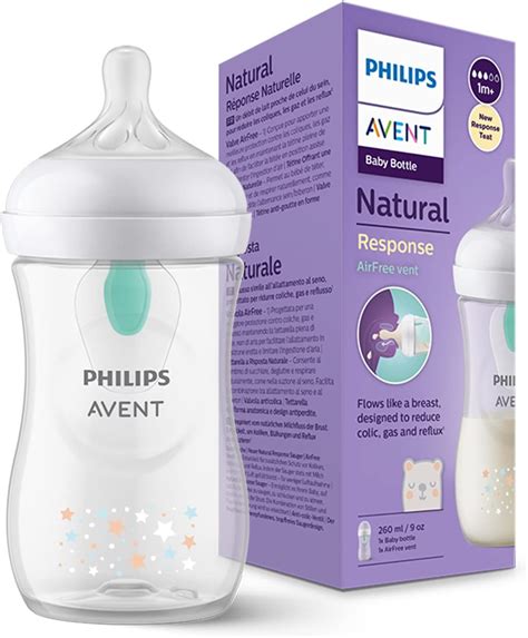 Illustrazione del biberon Philips Avent Natural Response con dettagli della tettarella