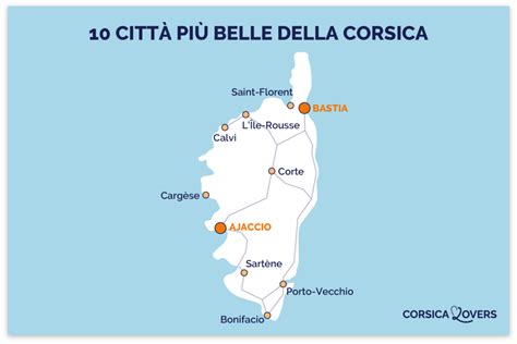 Mappa della Corsica con indicazione delle principali città