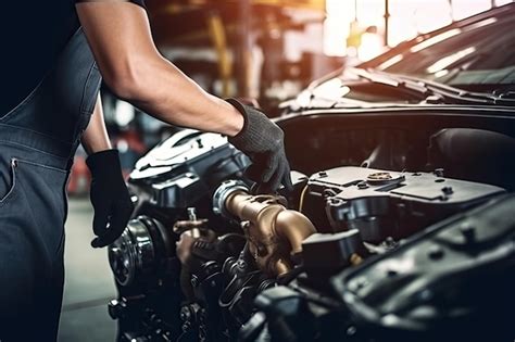 Interno di un'officina meccanica con un tecnico al lavoro