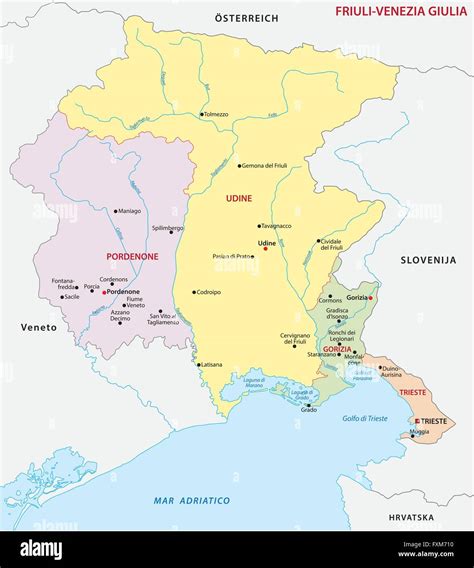 Mappa del Friuli Venezia Giulia con Udine evidenziata come punto di interesse