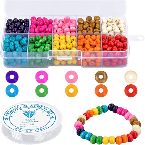 set di perline colorate in legno e silicone per creazioni artigianali