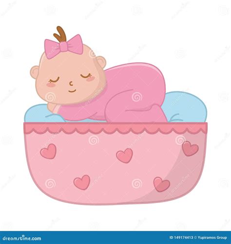 illustrazione di un neonato che dorme in una culla