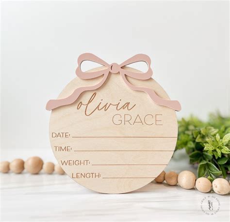 Personalized birth announcement bow