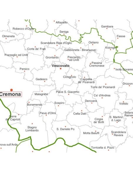 Mappa della provincia di Cremona con evidenziate le località menzionate