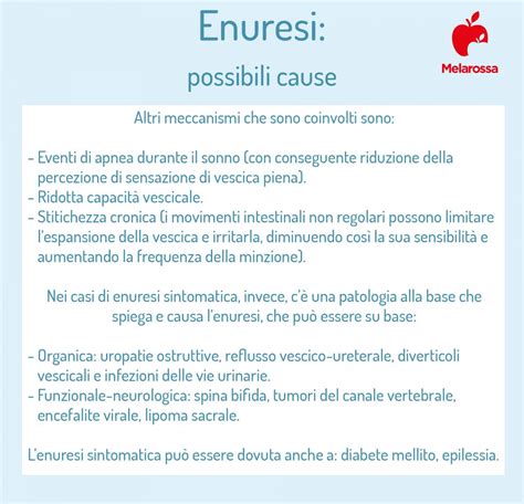 Diagramma delle cause dell'enuresi notturna nei bambini