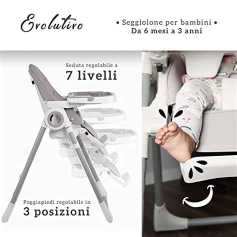 Diagramma che mostra le diverse posizioni regolabili del seggiolone Dukki per l'igiene