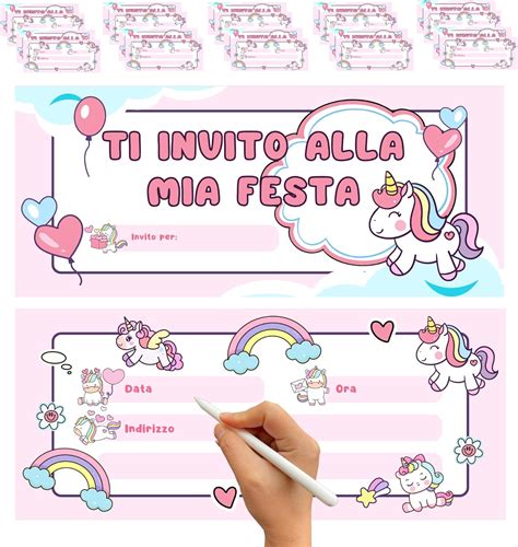 biglietto di invito unicorno fatto a mano con dettagli 3d