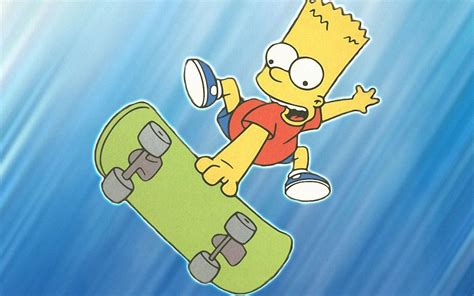Bart Simpson con il suo skateboard che esclama 