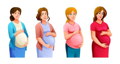 illustrazione di donne incinte che si applicano crema sul pancione
