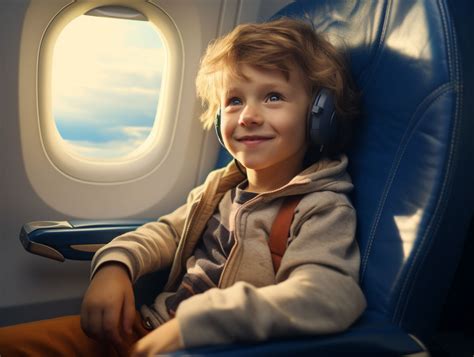 Bambino sorridente in aereo