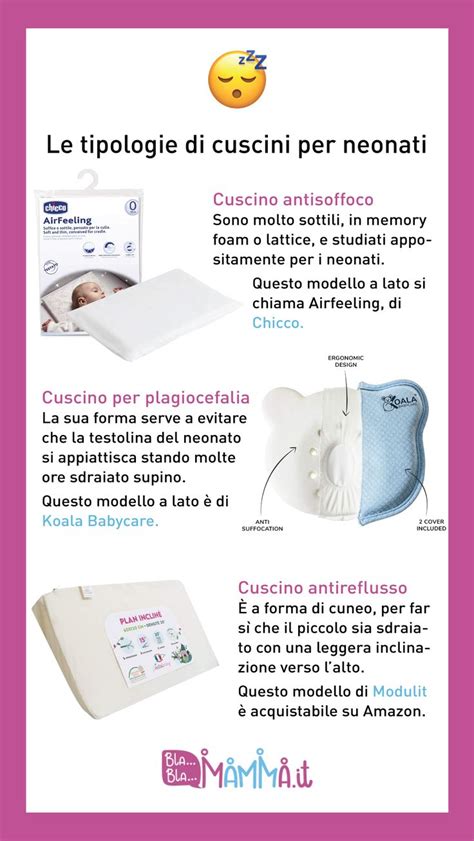 Diverse tipologie di cuscini per neonati in commercio