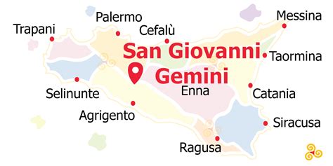 Mappa schematica di San Giovanni Gemini con un punto evidenziato per Non Solo Bimbi