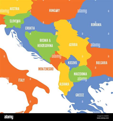 Mappa dei Balcani con evidenziate le zone di conflitto in Bosnia