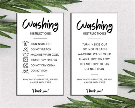 Washing instructions for down products