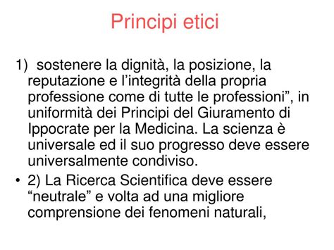 Ricerca scientifica e principi etici