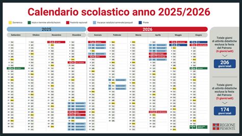 Calendario scolastico annuale con festività