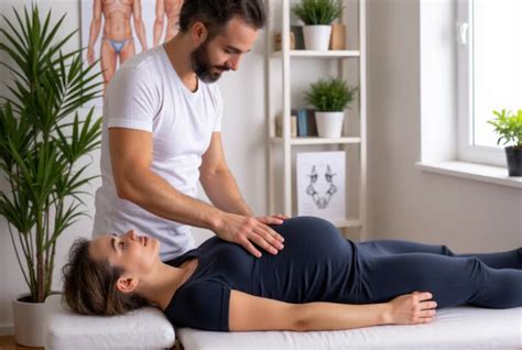 Terapista che esegue manipolazione osteopatica su donna incinta