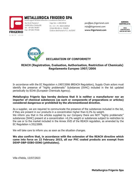 Certificazioni per cuscini