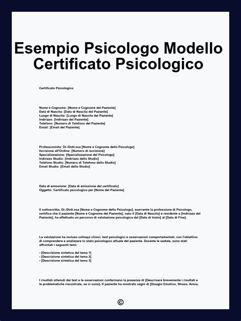Esempio di un report psicologico strutturato