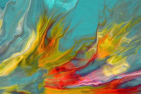 Dipinto astratto con colori forti su sfondo scuro