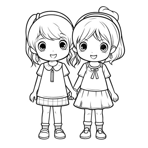 Illustrazione di due bambine che colorano disegni di Barbie