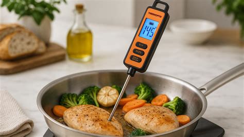 Termometro da cucina che misura la temperatura di un pezzo di carne