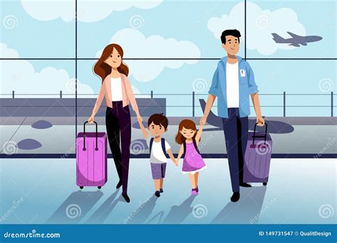 Famiglia felice in aeroporto