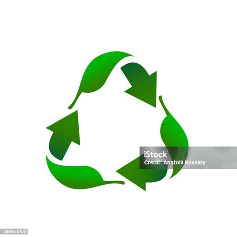 simbolo riciclo e foglia verde
