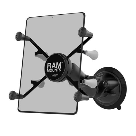 Primo piano delle braccia in gomma del supporto RAM X-Grip che afferrano un tablet