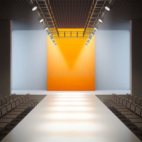 Sfilata di moda maschile su passerella moderna con luci soffuse