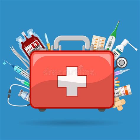 illustrazione schematica di un kit di pronto soccorso domestico per bambini con farmaci e integratori