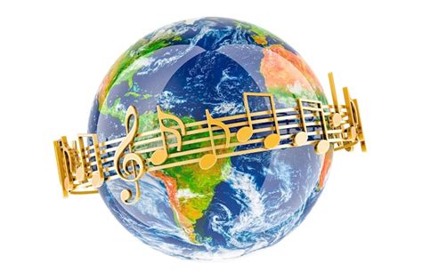 Globo terrestre con note musicali