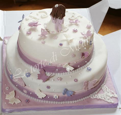 Torta Comunione con orchidee di zucchero e farfalle