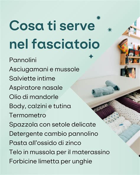 infografica che mostra come organizzare i cassetti del fasciatoio per una massima efficienza